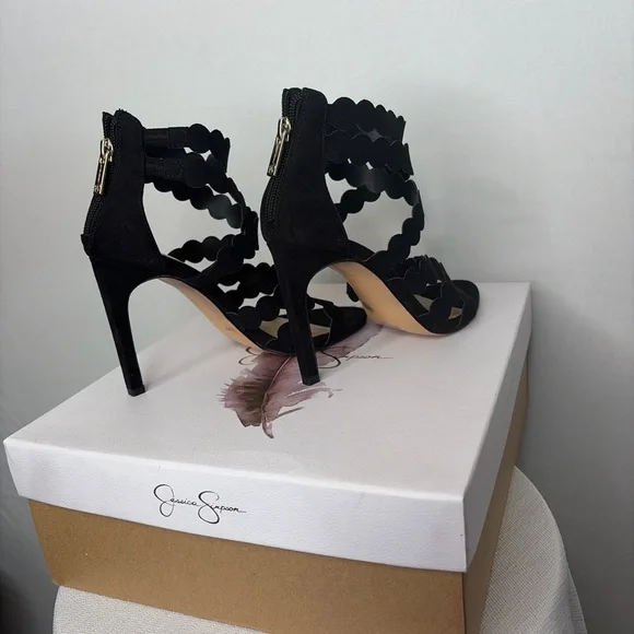 Jessica Simpson Centinoa Black Heels Women 5.5 Ankle Strap New Box 4”(B104)” - Picture 3 of 10